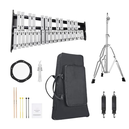 Happybuy 30-Note Glockenspiel Xylophone Bell Kit, Percussion Set with Mallets, Drum Sticks, Music Stand, 8
