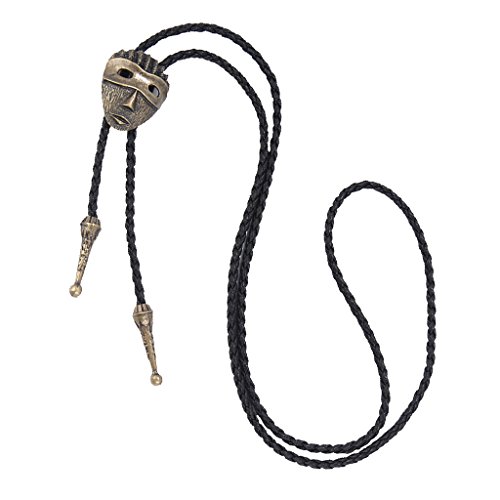 gazechimp Laço De Bolo Do Vintage Cowboy Ocidental Bolo Laço Liga Máscara Preto PU Couro Gravata