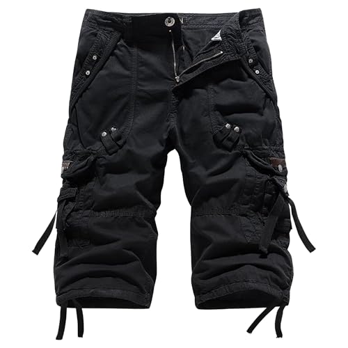 Short cargo homme noir camouflage militaire multi-poches 54 FR