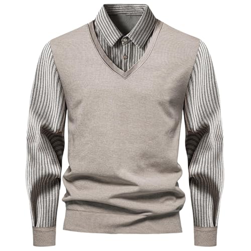 Pull col chemise anti-froid doublé polaire pour homme actif
