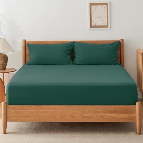 SSW HOMES Single Fitted Sheet Emerald - Deep Pocket 16 inch(40cm) - Soft Easy Care Brushed Microfiber Plain Bed Sheet - Hotel Quality Shrinkage and Fade Resistant Bedding
