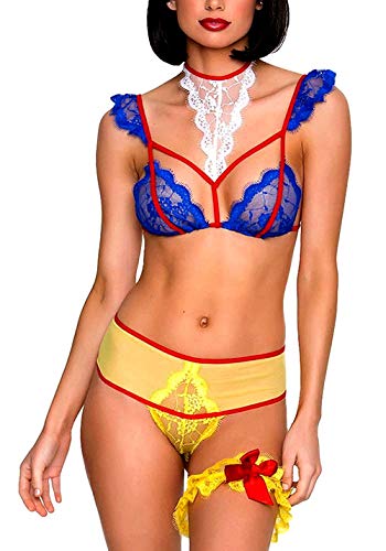 Beautyplay Sexy Uniform Damen Cosplay Slave Ladies Princess Leia Fancy Dress Adults Dessous Reizwäsche Lingerie-BH-Rock-Halsband String Set Cover