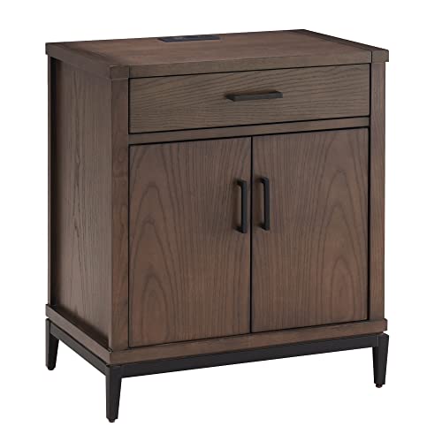 Image of Leick Home Julien Nightstand Side Table, 24 inch, Coffee Bean, Matte Black