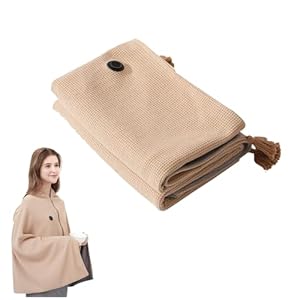 Chal eléctrico con calefacción, manta de invierno alimentada por USB con cremallera, bufanda térmica con cable suave (beige)