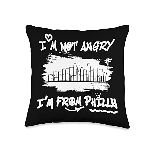 I'm Not Angry I'm From Philly Philadelphia Skyline Men Women Throw Pillow