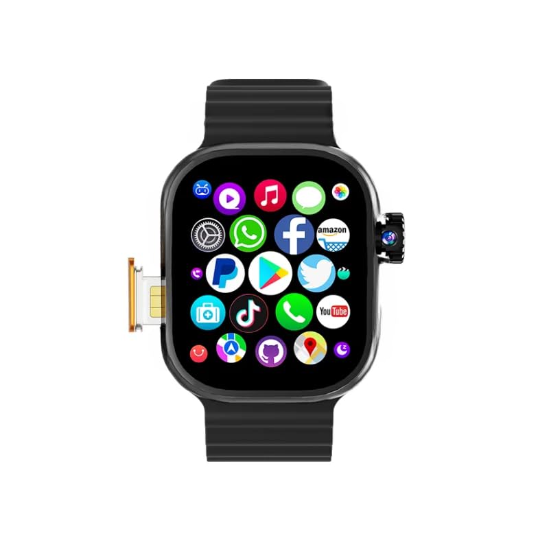 JINSHANGZI DW99PRO Reloj inteligente 4G Android 10.0 WIFI GPS 5.6 cm AMOLED Reloj inteligente con cámara extraíble de 180° Descarga Aplicaciones Play Store (Negro, 4GB 64GB)