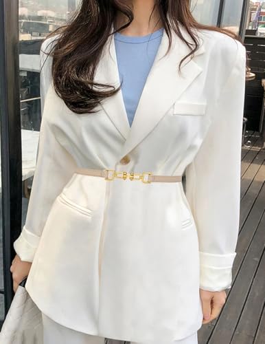 Women’S 1.4Cm Genuine Leather Fashion Belt With Adjustable Gold Buckle For Dresses Shorts And Pants2