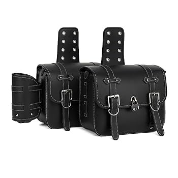 Amazon | レザーバイクシートバッグ ダブル バイク用 サイド