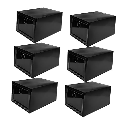 Alipis 6Pcs Stackable Shoe Storage Boxes Plastic Organizer with Transparent Window Space Saving Design PP Material for Efficient Shoe Management Closet Entryway