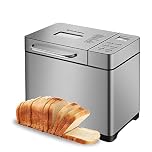 Biolomix 19-in-1 Multi-Function Bread Maker,Stainless Steel Features an Futomatic Nut Dispenser,12Pound Large Capacity,Non-Stick Baking Pan,Gluten-Free Settings,Ability to Make Jam and Yogurt（UK）
