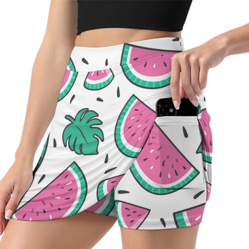 Mini jupe de course athlétique femme rose pastèque pour sport running