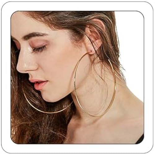BETHYNAS 110 120mm Gold Large Basketball Hoop Earrings for Women Big Thin Hoop Fashion Round Circle Huggie Minimalist Earrings