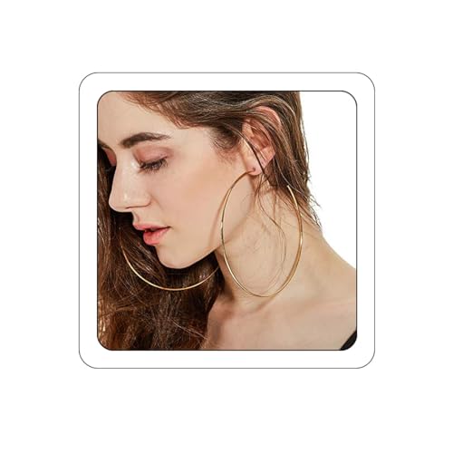 BETHYNAS 110 120mm Gold Large Basketball Hoop Earrings for Women Big Thin Hoop Fashion Round Circle Huggie Minimalist Earrings