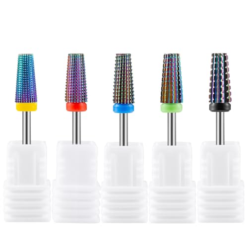 Gasea Juego de 5 brocas para uñas acrílicas, multifuncional, acero de tungsteno, 5 en 1, herramienta de manicura, 2.35mm, XF, F, M, C, XC