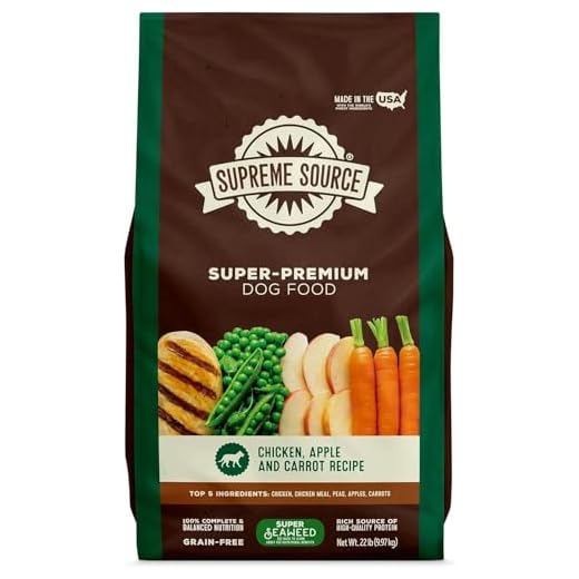 Supreme Source Grain-Free Dry Dog Food, Recipe with Seaweed, All Life Stages, Complete Nutrition, No Corn Soy or Fillers, Natural Digestive Support (22 lbs, Chicken)