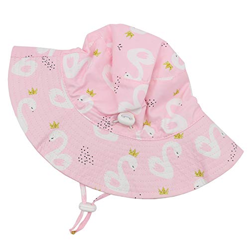 Baby Girl Sun Hat Baby Bucket Hat UPF 50+ Toddler Beach Hat with Wide Brim Summer Hats Kids Caps Swan 12-24 Months
