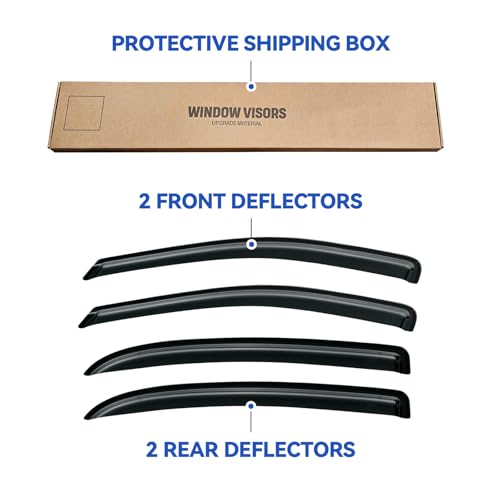 Image of Window Visors Rain Guards Shield for 2005-2010 Chevy Cobalt, Out-Channel Window Vent Wind Deflectors Visors Shades for 05-10 Cobalt