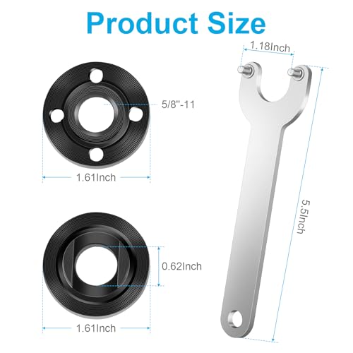 Image of 7PCS Angle Grinder Nut Wrench Kit, 5 /8-11 Flange Metal Lock Nut | Compatible with for DeWalt Milwaukee Metabo Bosch Ryobi Black & Decker 4.5 inch 5 inch Grinder Parts