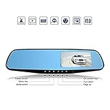 Piple SD110 Dual-lens Car Recorder , HD 1080P Car Recorder Mirror 360 Degree,G-sensor Loop Recording,Car Recorder Dvr and Night Vision (Black)