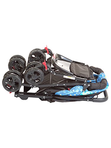 Image of Mee Mee Easy to Push Baby Stroller Pram with Quick One Hand Folding | Comfortable Seating | Fully Rotating Wheels | Feeding Tray for New Born Baby /Kids, 0-4 Years | Purple (Blue)