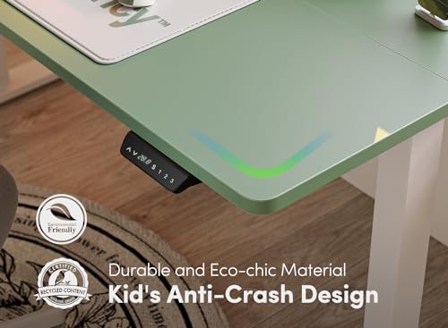Image of FEZIBO Electric Standing Desk, 48 x 24 Inches Height Adjustable Stand up Desk, Sit Stand Home Office Desk, Computer Desk, Green