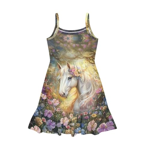 Horse Dress Girls Size 3-14 Spaghetti Strap Midi Cami Dresses4