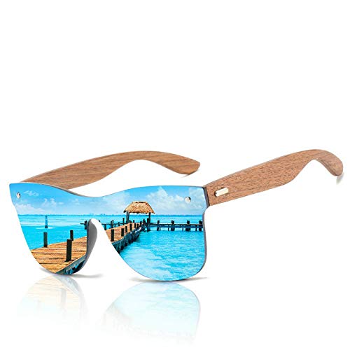 Image of willochra Polarized Wood Mirror Lens Sun Glasses for Women men drive Colorful Shades Handmade Bamboo wood sunglasses
