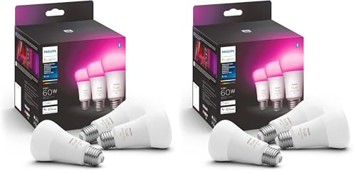 Image of Philips Hue A19 LED Smart Light Bulb - White and Color Ambiance - 60W Indoor Light Bulb - Control with Hue App - Compatible with Alexa, Google Assistant and Apple Homekit - (Pack of 6)