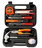 DOTCOM 9 Pieces Basic Tool Kit, Home Tool Kit for Women Men Students,Tool Box with Tools Included,Small Tool Kit for DIY,Household Repair,College Dorm Essentials