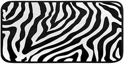 Animal Zebra Print Long Floor Mat Washable Area Rug Pads Kitchen Rug Doormat Carpet for Living Room Indoor Outdoor Bathroom Entryway