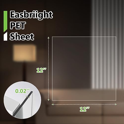 EasBriight 10-Pack of 12×12"×0.02" PET/Plexiglass Sheets, Transparent Flexible Plastic Sheet Panels, for Painting, Crafts, Signs, Picture Frames, Arts, DIY Display Project - Image 3