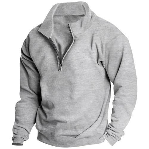 Oversized Sweatshirt for Men Casual Quarter Zip Hoodies Casual Long Sleeve Pullover Mock Neck Solid Basic Sweaters