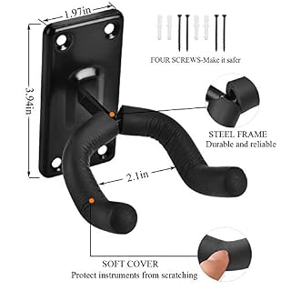 Lot de 2 supports muraux pour guitare, ukulélé, guitare acoustique, guitare classique, basse, guitare électrique… - Les Beatles, Paul McCartney, John Lennon, RIngo Starr, George Harrison Lot de 2 supports muraux pour guitare, ukulélé, guitare acoustique, guitare classique, basse, guitare électrique… – Image 3