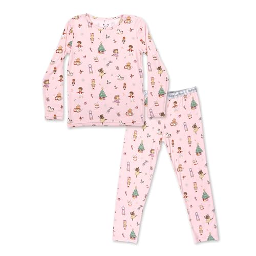 Bellabu Bear Two-Piece Pajama Set for Boys & Girls Matching Family Pajamas Rayon from Bamboo 5T (Nutcracker Pink 5T)