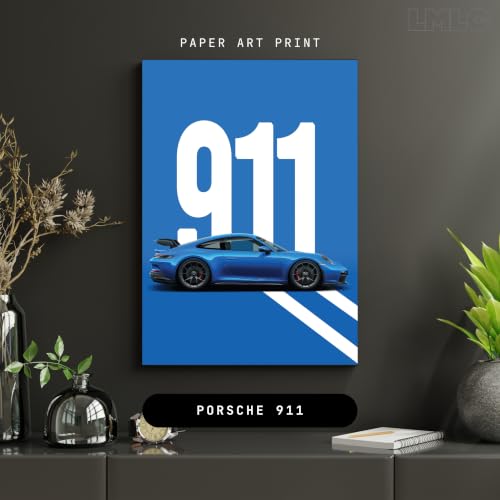 Image of Live Mad Live Crazy Porsche 911 Portrait Single Wall Paper Poster, A3 Size, 16.5L X 11.7W Inches Unframed Art Prints - Home, Bedroom, Living Room & Decor - Aesthetic, Matt Finish, Frame Not Included