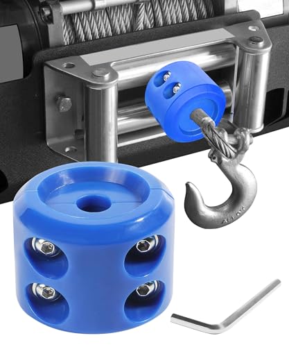 UBOG Winch Stopper,Car Accessories Winch Cable Stopper,Rubber Winch Stopper for Cable,Winch Cable Hook Rubber Stopper with Stainless Steel Screws and Nuts,Winch Cable Hook Stopper for ATV UTV (Blue)