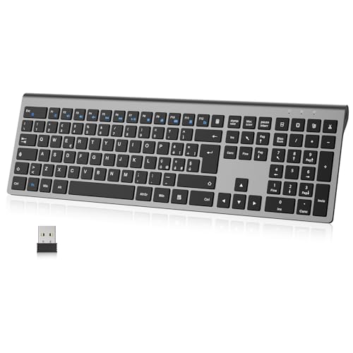 cimetech Tastiera wireless ricaricabile - Layout italiano QWERTY, digitate con