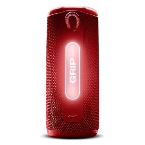 JBL New Launch Grip Wireless Portable Bluetooth Speaker, JBL Pro Sound with AI Sound Boost, IP68 Waterproof/Dustproof, Ambient Light, Upto 14H Playtime, Auracast Multi-Speaker Connection, Red