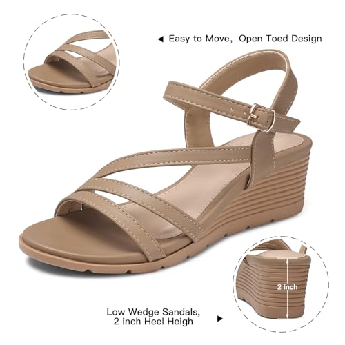 Image of SHIBEVER Wedge Sandals for Women Dressy: Comfortable Low Heel Sandal