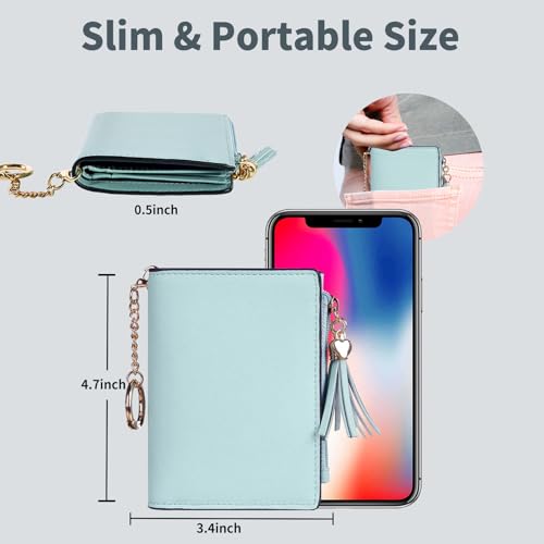 Gostwo Small Wallets for Women, Stylish Womens Wallet with ID Window, Zippered Coin Pocket and Tassel. Cute RFID Wallet for Women, ideal for Teen Girls, Commuters, and Women for Daily Use4