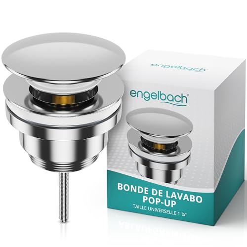 Engelbach® Bonde de lavabo Gain de Place sans trop-Plein - Bouchon clic-clac, 3 Joints Inclus -...