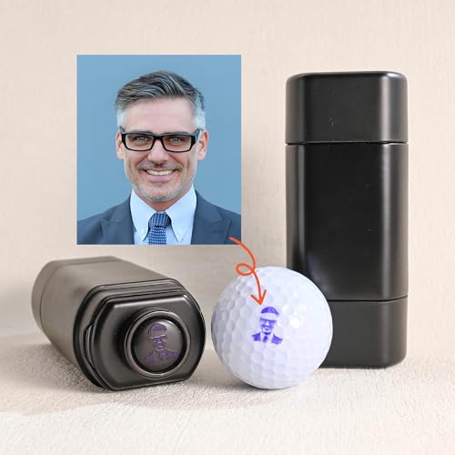 TPFOON Personalized Photo face Stamp for Golf Ball, Personalized Golf Ball Marker with Portrait Text, Custom Self-Inking Stamper, Refillable Golf Ball Line Marker & Alignment Tool, Golfer Gifts