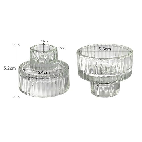 Hosley Set of 12 Glass Taper Candle Holders/Tea Light Candle Holders 2 Inches High Ideal Gift for Weddings Party Favor Reiki Meditation