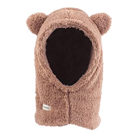 Baby Girls Boys Winter Warm Scarf Hat Kids Thick Earflap Hood Cap with Ear 6M-7T (Khaki,S) Cover