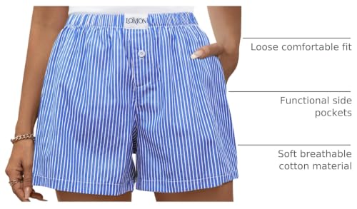 Image of LOMON Boxer Shorts for Women Summer Gingham Pajamas 2026 Lounge Sleep Pj Plaid Shorts Y2K Beach Bottoms with Pockets