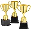 Blue Panda Trophy Award Cup Set - 3-Pack, 7-Inch Gold Plastic Cups - Mini Participation Trophies for Kids