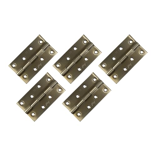 Image of Godrej Door Fittings | 4 inch x 14 Gauge Plain Joint Door Butt Hinges (Pack of 1, 5 Pcs /Pack) | Antique Brass Finish, Smooth Operation | 4 Holes Kabza for Home Main Door, Bedroom | 1 Yr Warranty