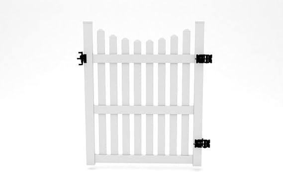 VITA White Vinyl Garden Gate, 60 in. Outdoor Picket Fence Gate with Black Stainless Steel Hinges & Latch, Weather & UV Resistant, Maintenance-Free, VA84225