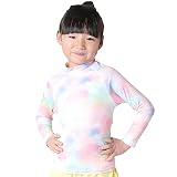 [HEAZEL] ヘーゼル 全21色柄 キッズ ラッシュガード ロング Tシャツ スタンドカラー トップス 80～150サイズ 子供 長袖 UVカット UPF50 + (タイダイ, 110)