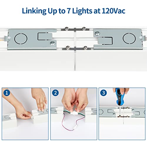 DAKASON 4FT Linkable LED Linear Light, 35W Down 15W Up Light, 3/4/5000K CCT, Commercial Linear Lighting Fixture for Office, Dimmable Suspended Lighting for School, Market, 4Pack White by DAKASON - Image 5